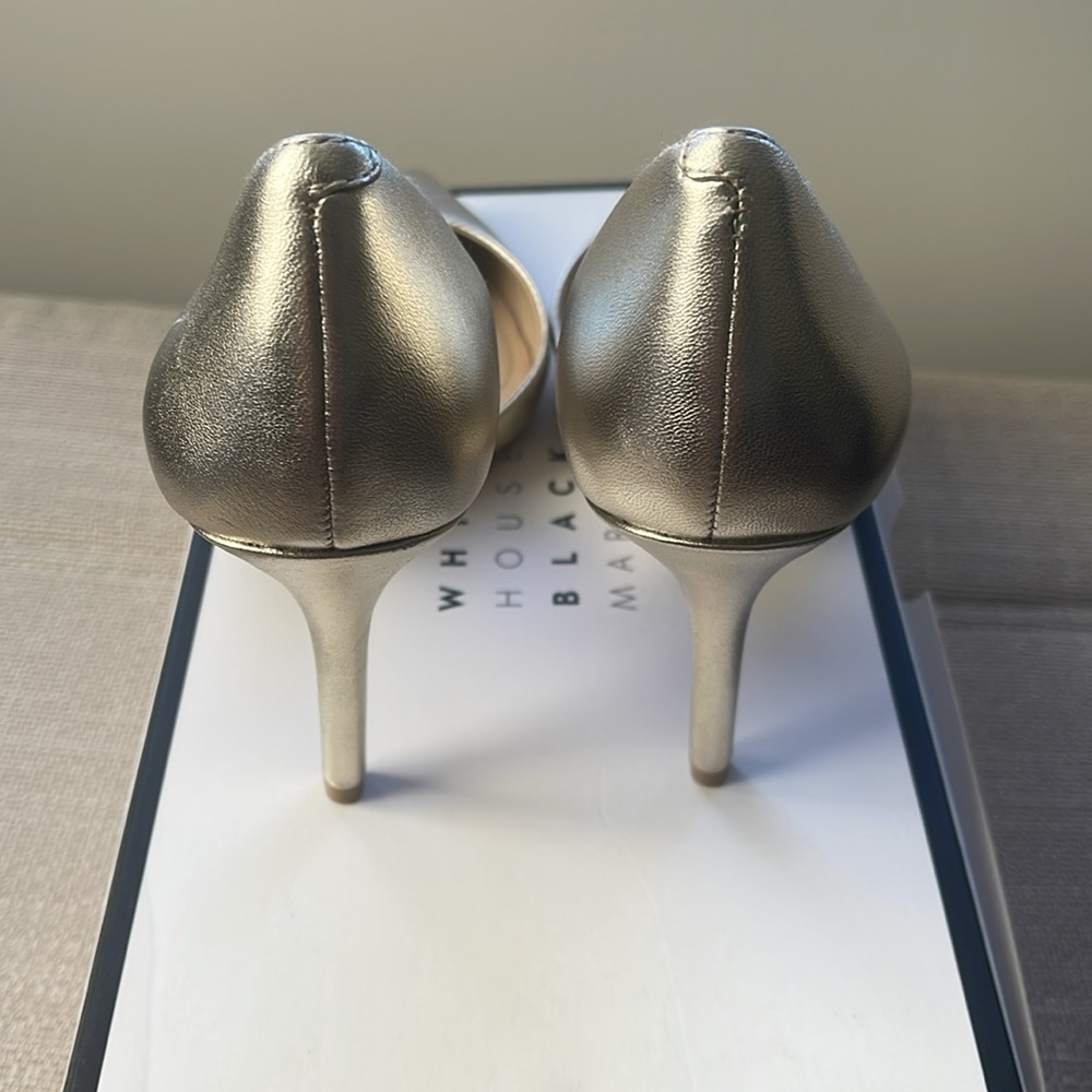 WHBM Ella Leather D'Orsay Heels Gold Metallic 5.5M - Picture 5 of 9